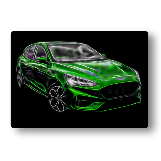 Ford Focus ST (2019-) Aluminium Metal Wall Plaque with Stunning Fractal Art Design.