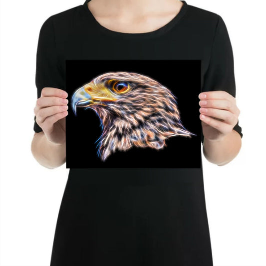 Harris Hawk Metal Wall Plaque with Stunning Fractal Art Design