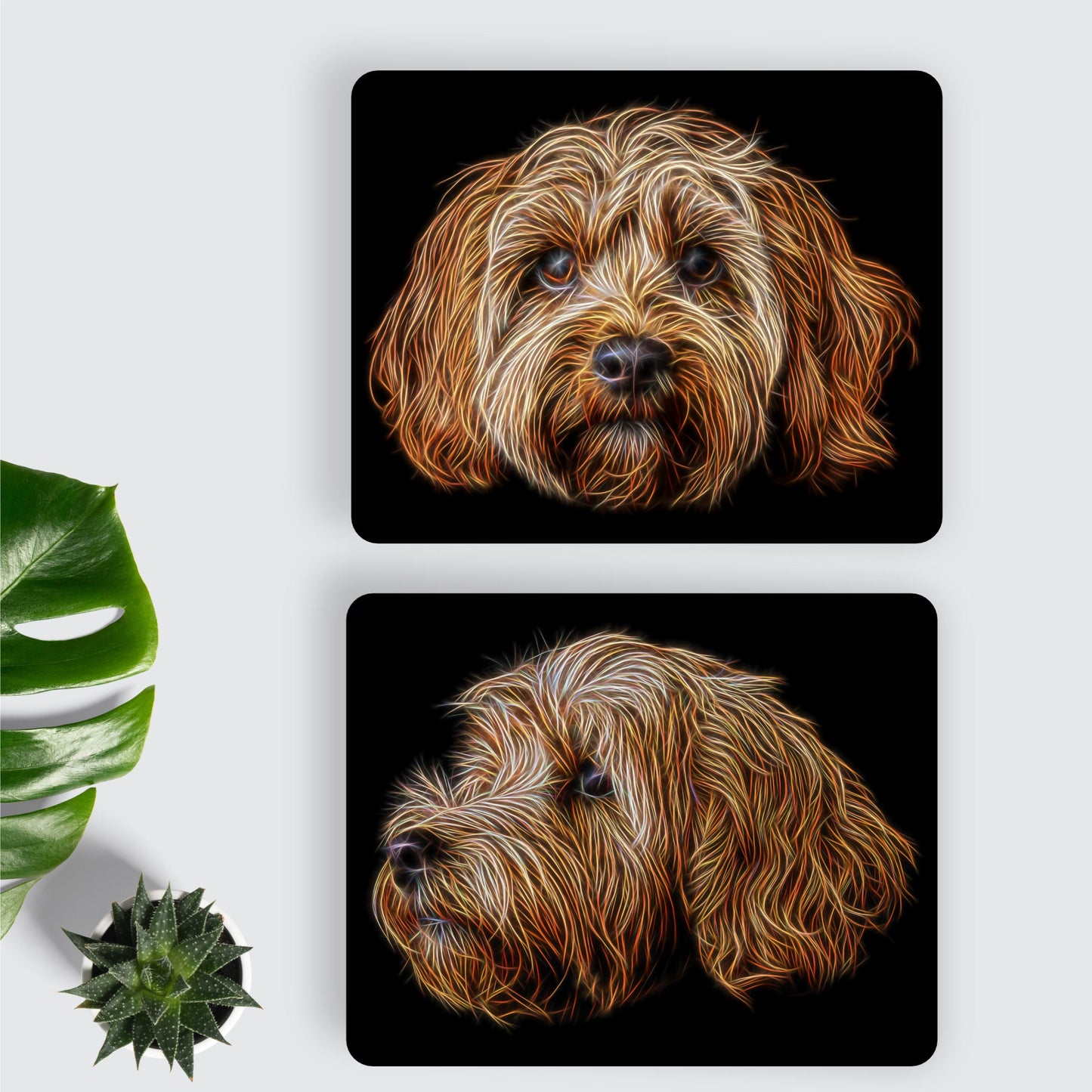 Apricot Cockapoo Metal Wall Plaque with Stunning Fractal Art Design. Perfect Dog Lover Gift