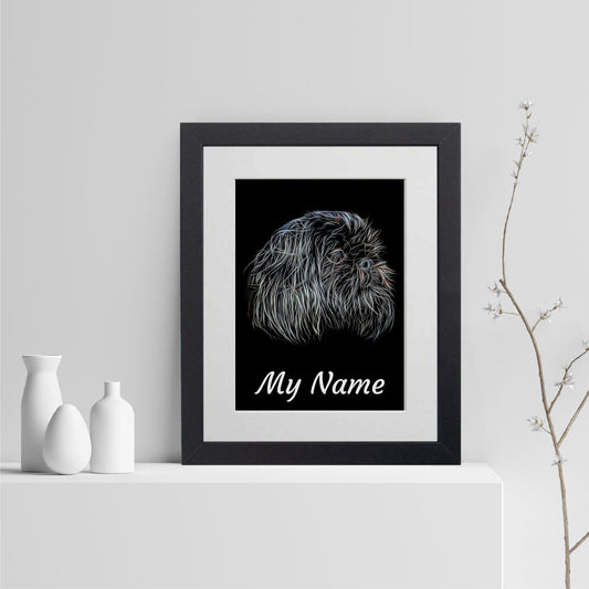 Personalised Black Shih Tzu Print with Stunning Fractal Art Design. Various Sizes Available