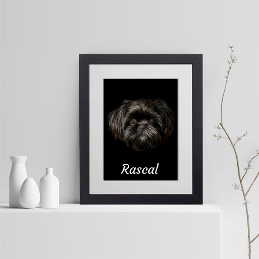 Personalised Black Shih Tzu Print with Stunning Fractal Art Design. Various Sizes Available