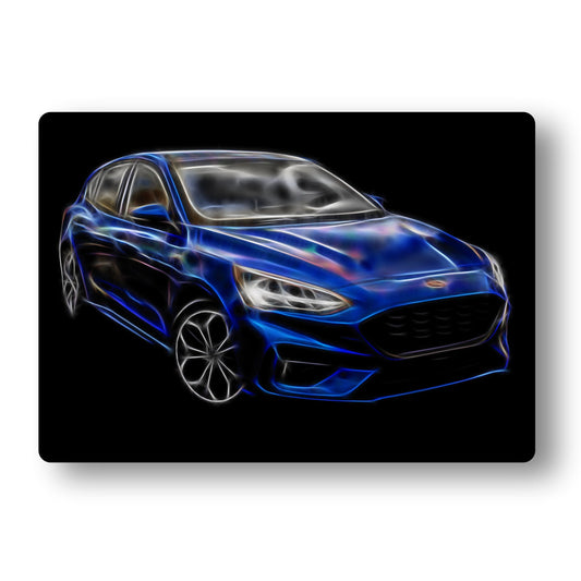 Ford Focus ST (2019-) Aluminium Metal Wall Plaque with Stunning Fractal Art Design.