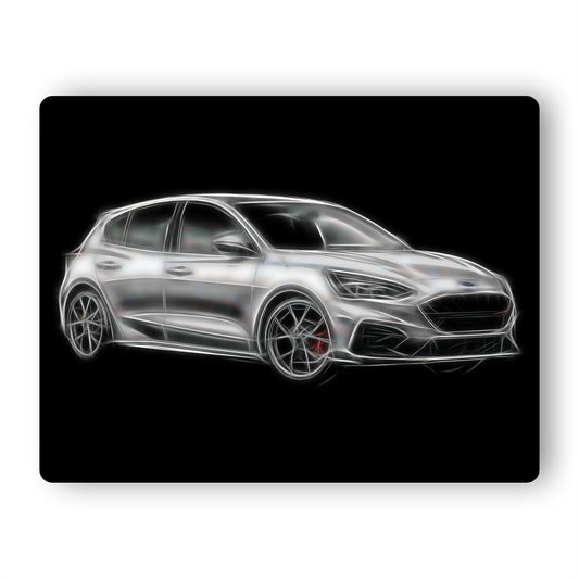Ford Focus ST (2019-) Aluminium Metal Wall Plaque with Stunning Fractal Art Design.