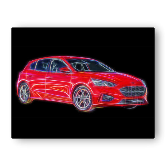 Ford Focus ST (2019-) Aluminium Metal Wall Plaque with Stunning Fractal Art Design.