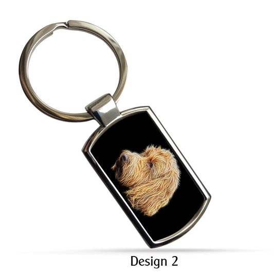 Golden Cockapoo Keychain with Stunning Fractal Art Design