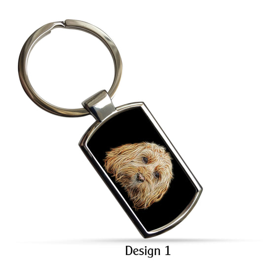 Golden Cockapoo Keychain with Stunning Fractal Art Design