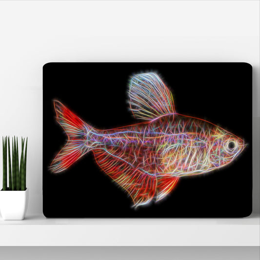 Tetra Fish Metal Wall Plaque with Stunning Fractal Art Design.