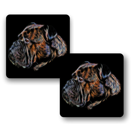 Brindle Bullmastiff Coasters, Set of 2, with Stunning Fractal Art Design. Dog Lover Gift