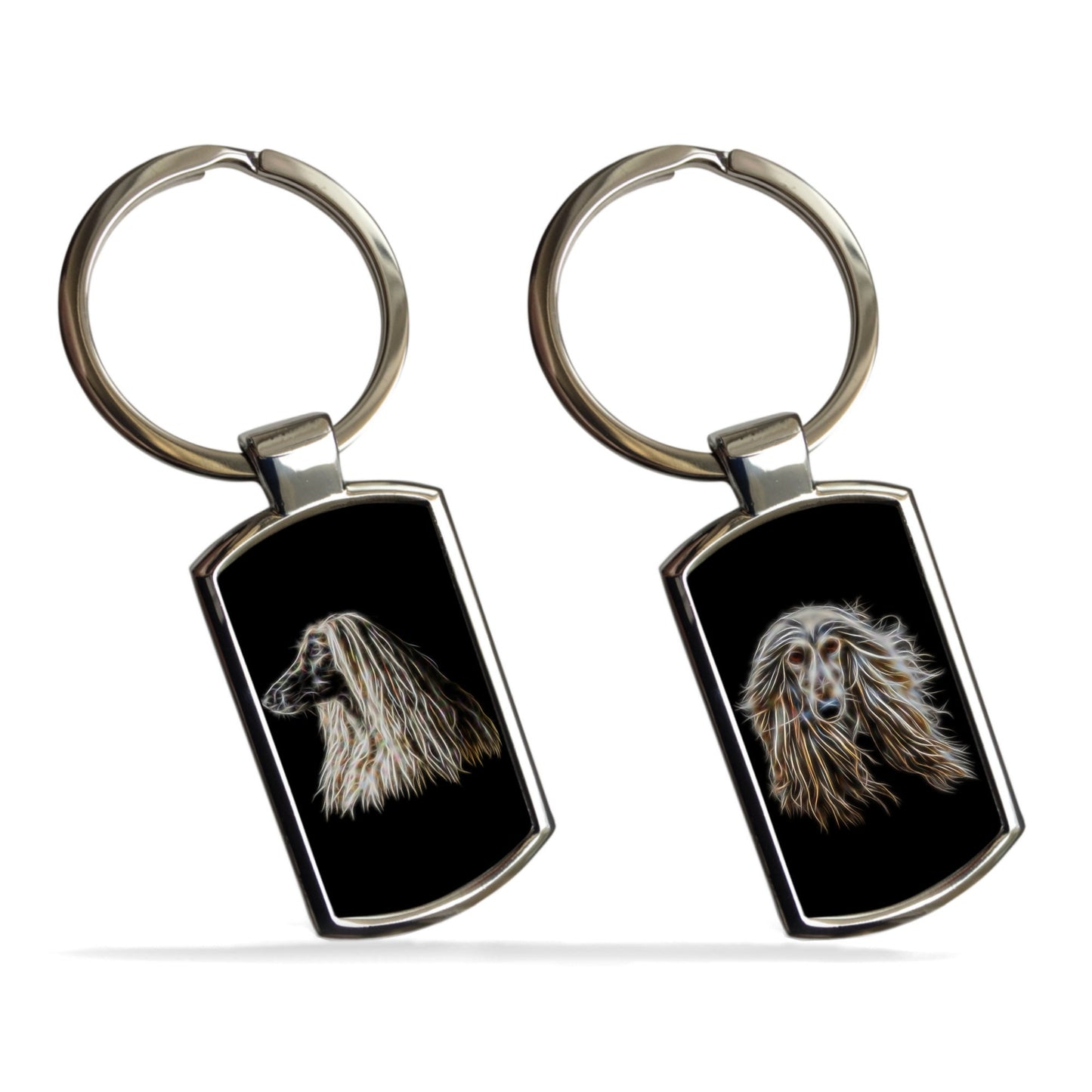 Afghan Hound Keychain with Fractal Art Design