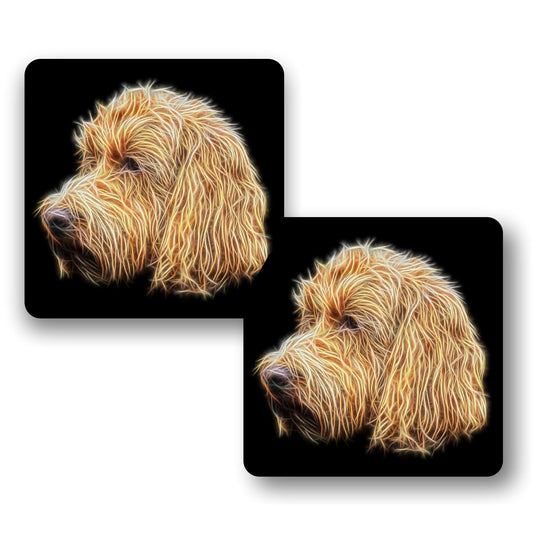Golden Cockapoo Coasters, Set of 2, with Stunning Fractal Art Design.