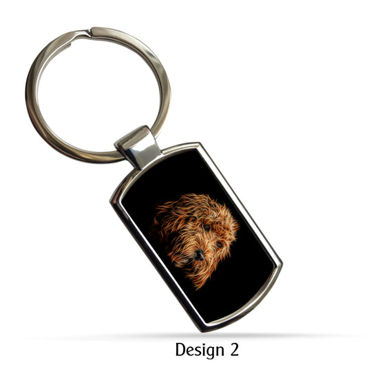 Red Cockapoo Keychain with Stunning Fractal Art Design