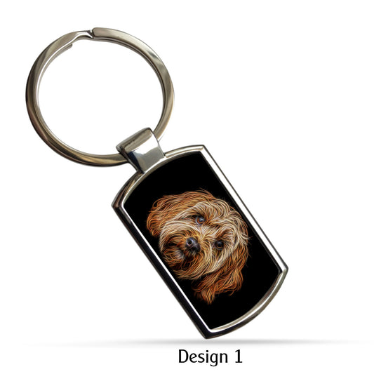 Apricot Cockapoo Keychain with Stunning Fractal Art Design