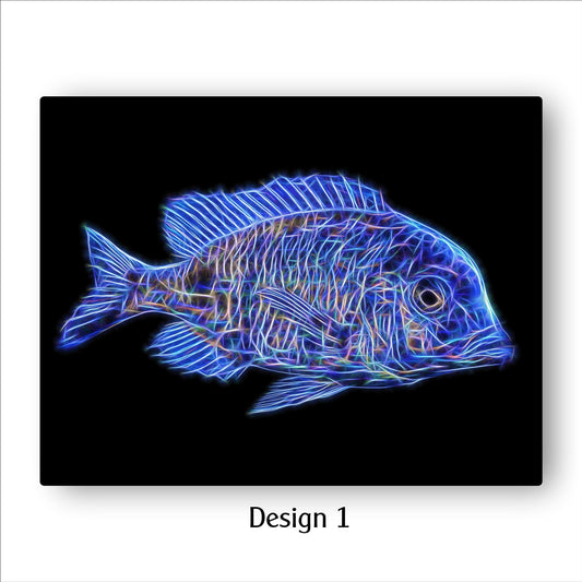 Blue Dolphin Hap Cichlid Fish Print with Stunning Fractal Art Design. Cyrtocara moorii