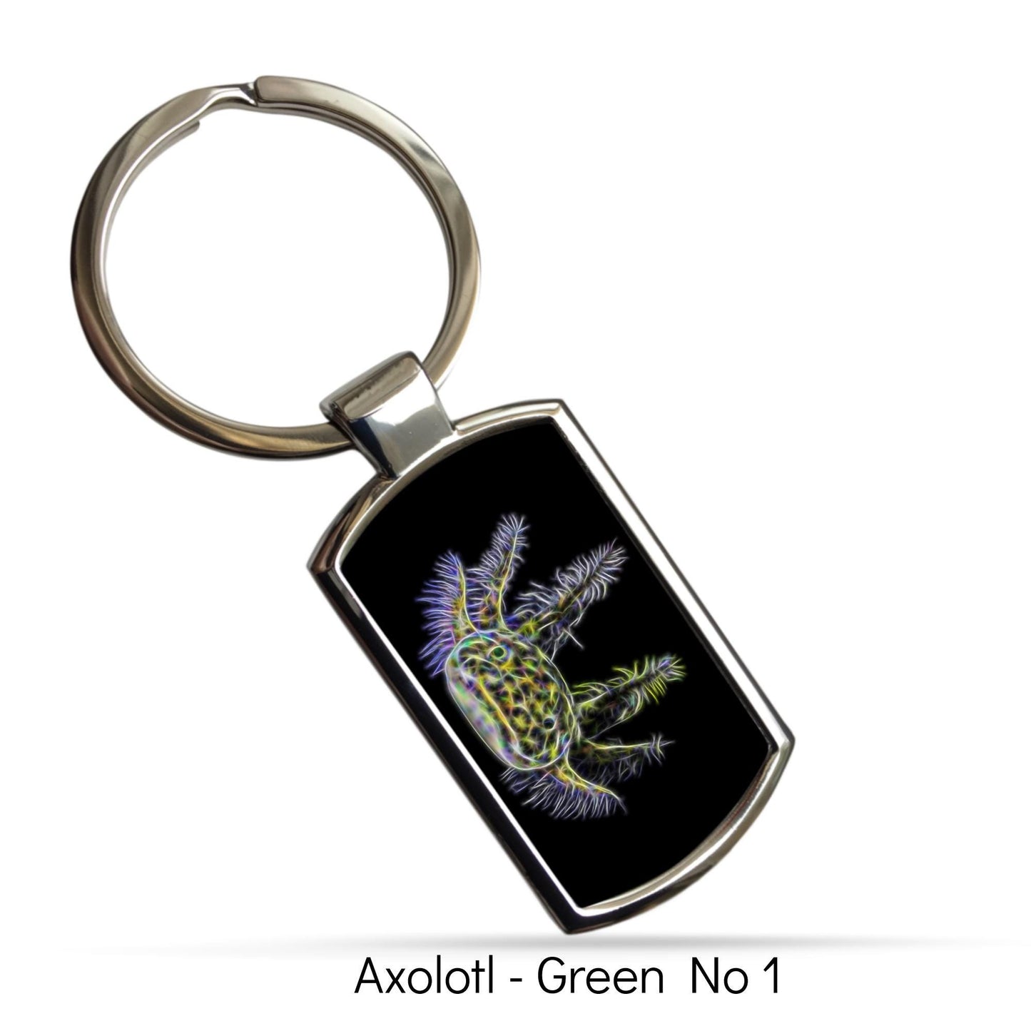 Axolotl Keychain with Stunning Fractal Art Design.