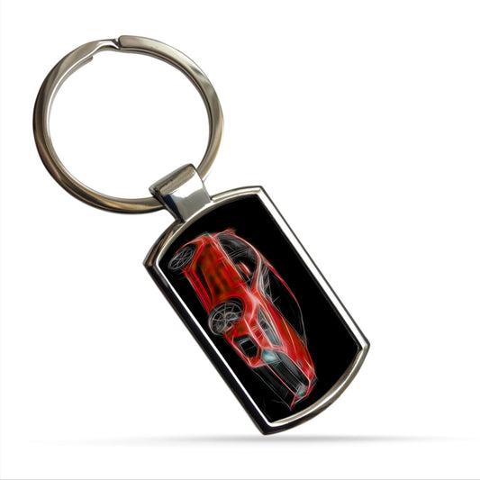 Ford Focus RS Car Metal Keychain with Stunning Fractal Art Design. Available in a Variety of Colours.