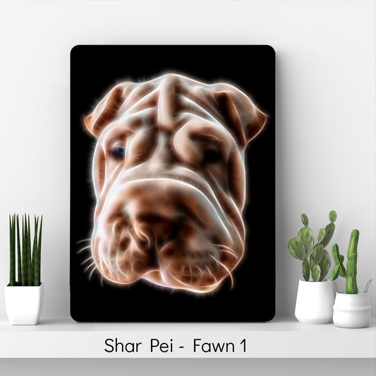 Shar Pei Metal Wall Plaque with Stunning Fractal Art Design. Also available as Keychain, or Coaster.