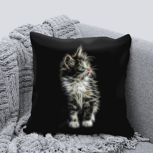 Cat Cushion with Fractal Art Design. Includes Pillow Insert