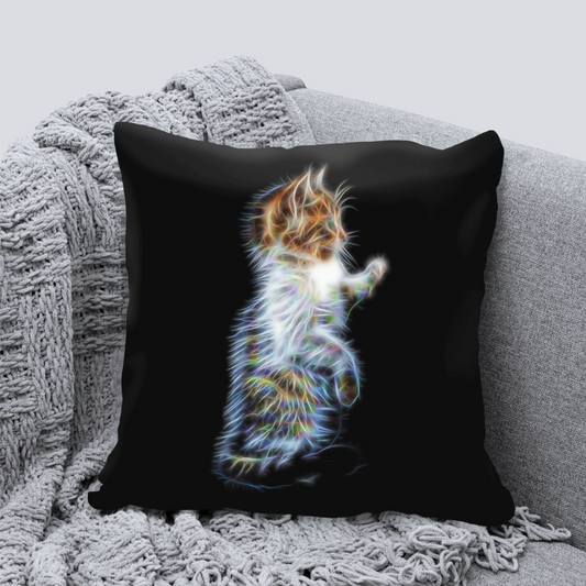 Cat Cushion with Fractal Art Design. Includes Pillow Insert