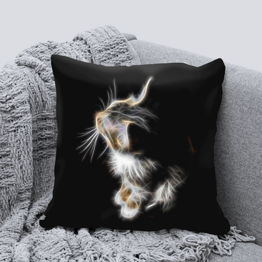 Cat Cushion with Fractal Art Design. Includes Pillow Insert