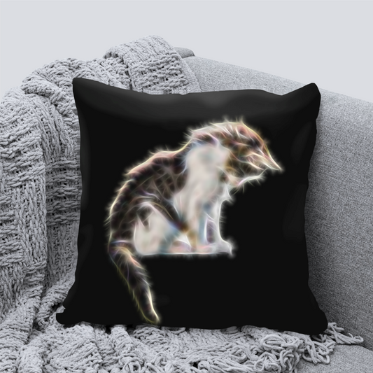 Cat Cushion with Fractal Art Design. Includes Pillow Insert