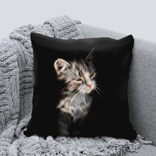 Cat Cushion with Fractal Art Design. Includes Pillow Insert