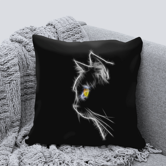 Cat Cushion with Fractal Art Design. Includes Pillow Insert