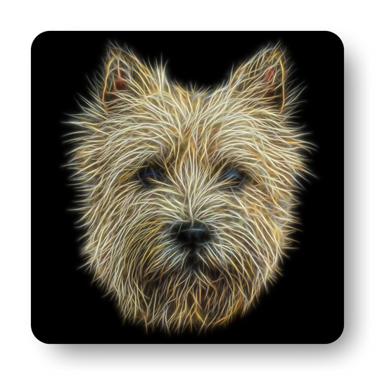 Cream Cairn Terrier Coasters, Set of 2, with Stunning Fractal Art Design.
