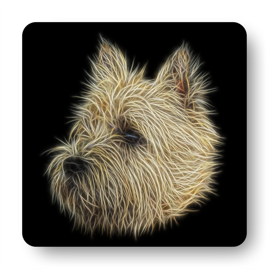 Cream Cairn Terrier Coasters, Set of 2, with Stunning Fractal Art Design.
