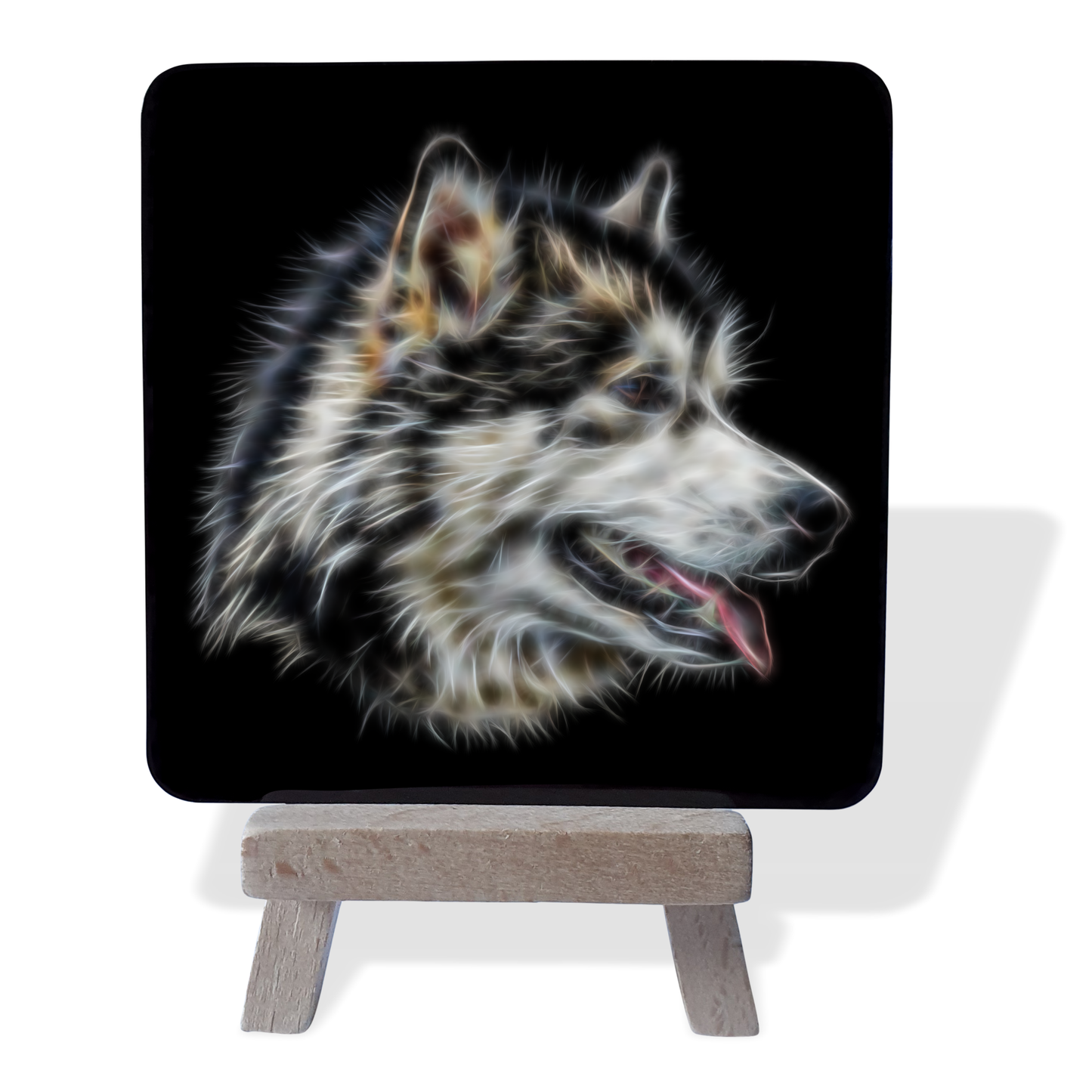 Alaskan Malamute #1 Metal Plaque and Mini Easel with Fractal Art Design