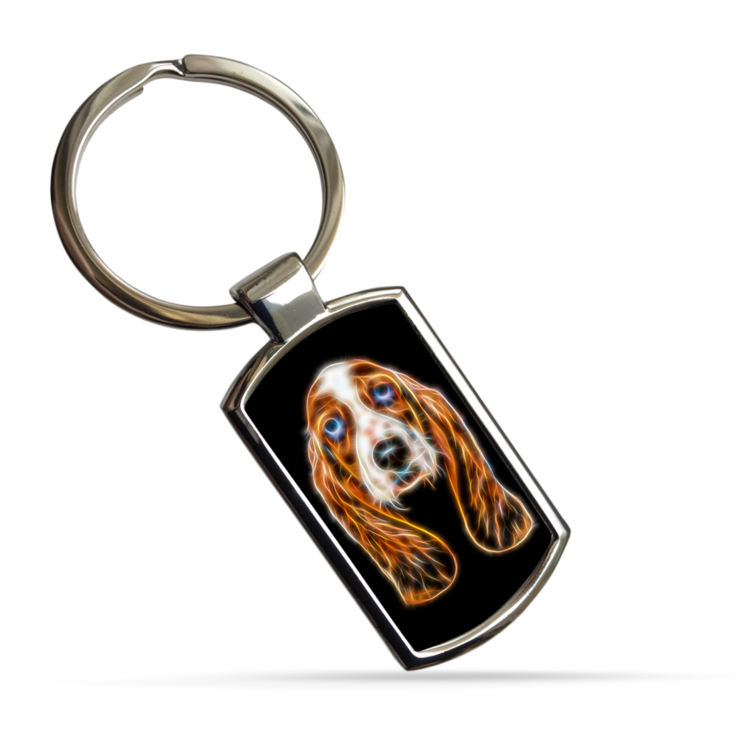 Basset Hound Metal Rectangle Keyring