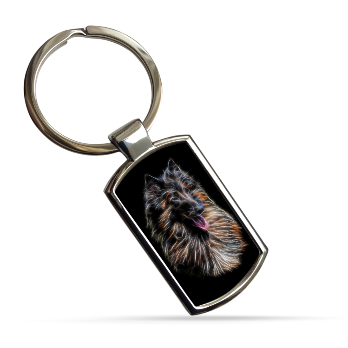 Belgian Tervuren Metal Rectangle Keyring