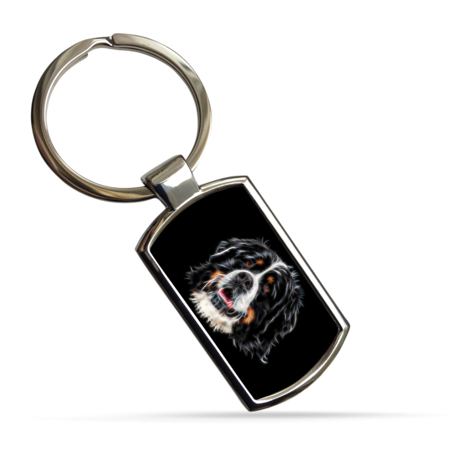 Bernese Mountain Dog Metal Rectangle Keyring