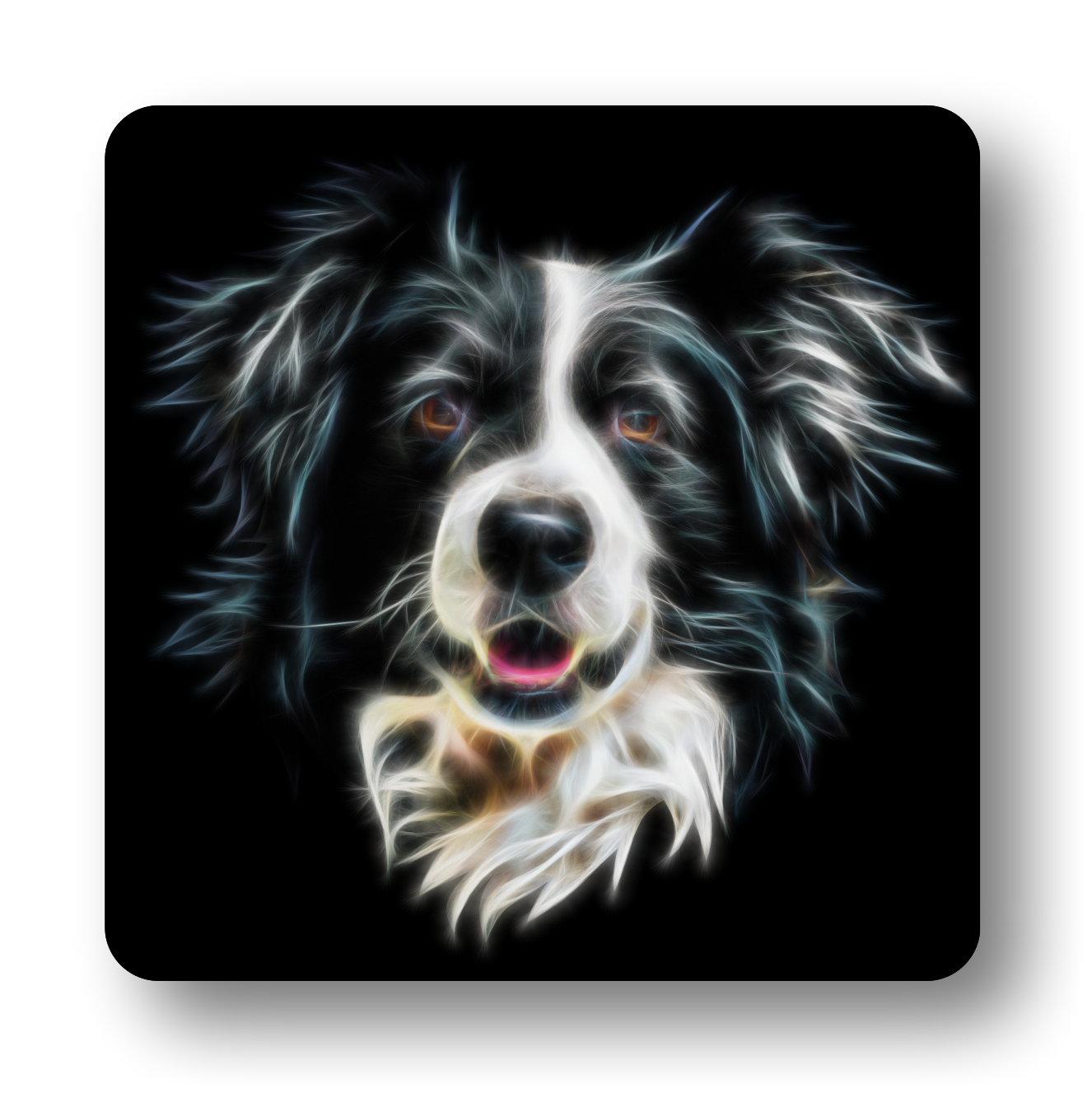 Border Collie Coaster Fractal Art Design