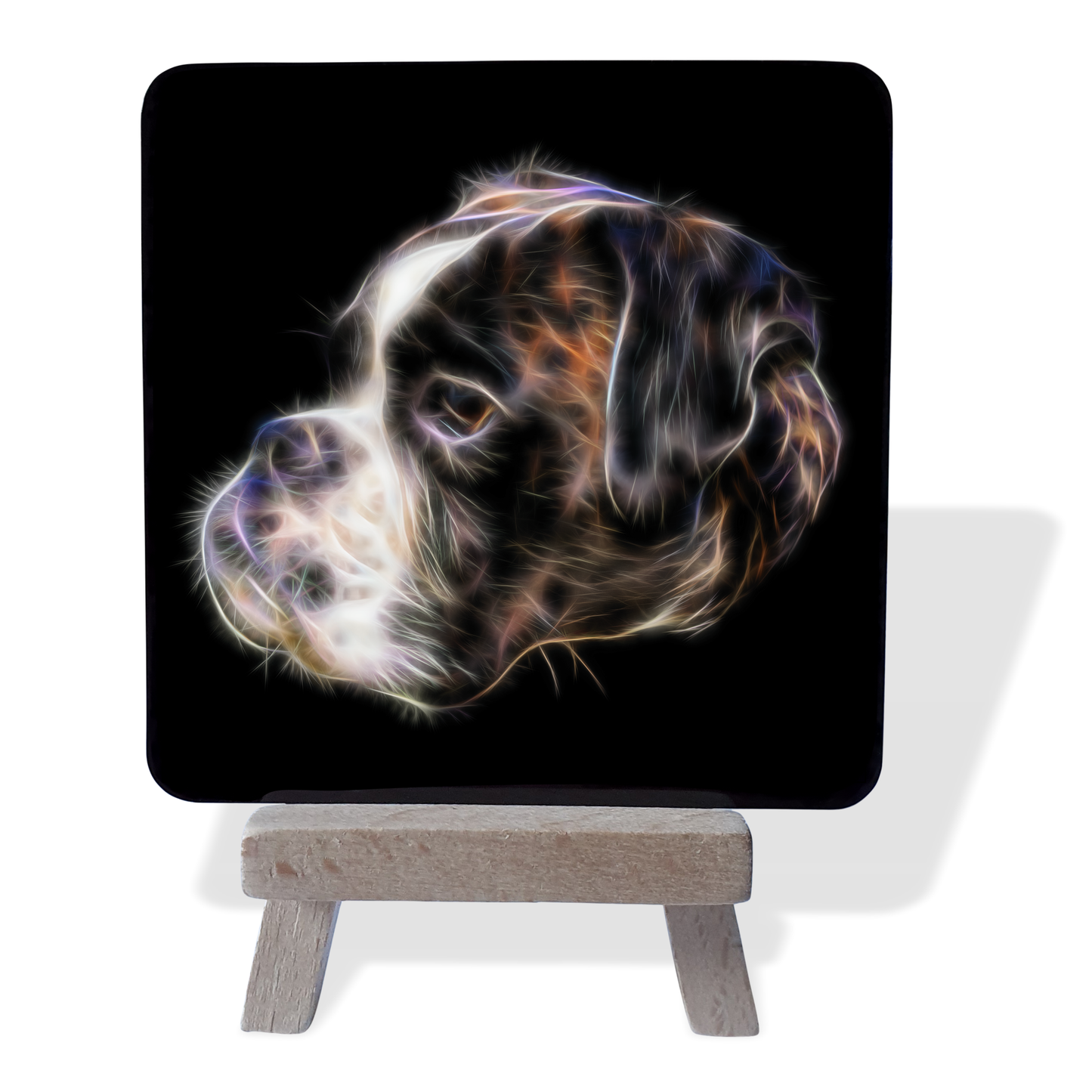 Boxer #1 Metal Plaque and Mini Easel with Fractal Art Design