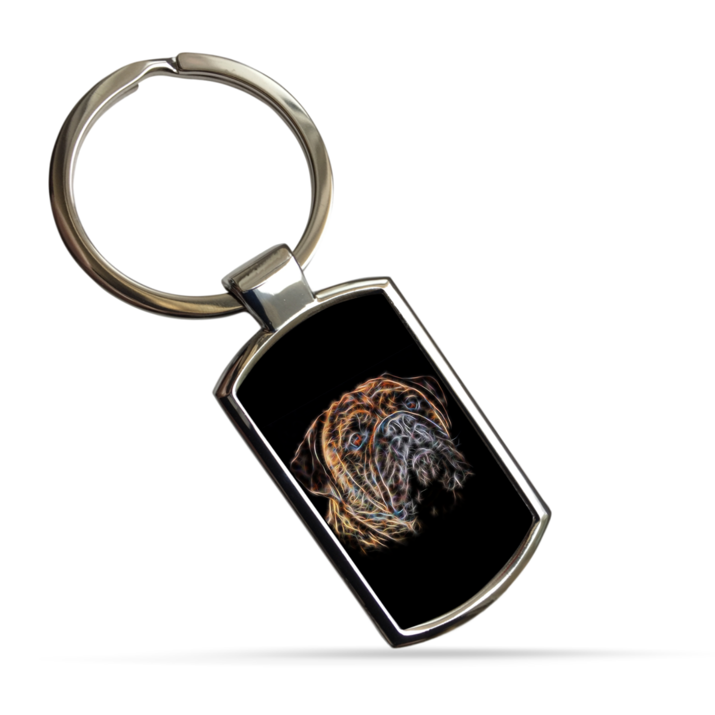 Brindle Bullmastiff Metal Rectangle Keyring