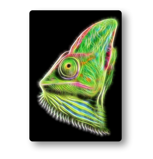 Chameleon Fractal Art Metal Wall Plaque