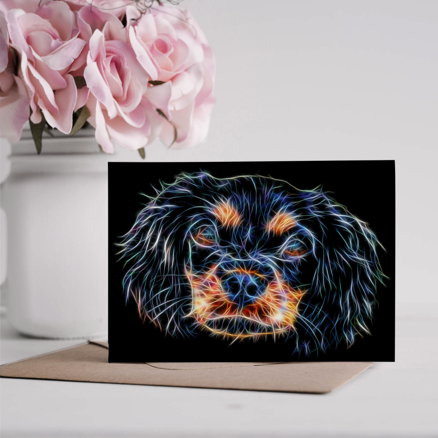 Black and Tan Cavalier King Charles Spaniel Blank Greeting Card