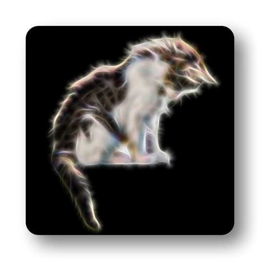 Cat Coaster with Fractal Art Design