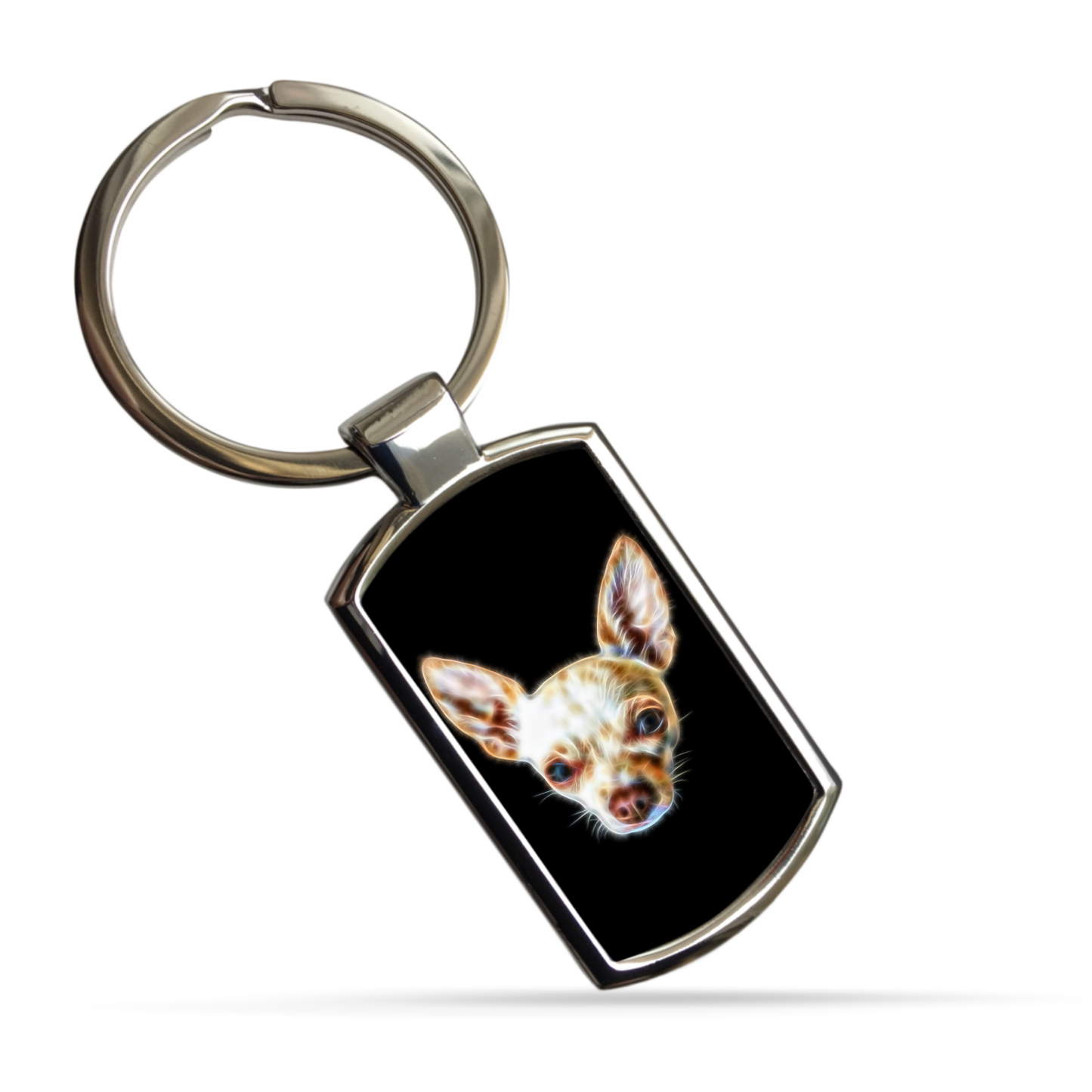 Short Hair Tan Chihuahua Keyring Fractal Art Design