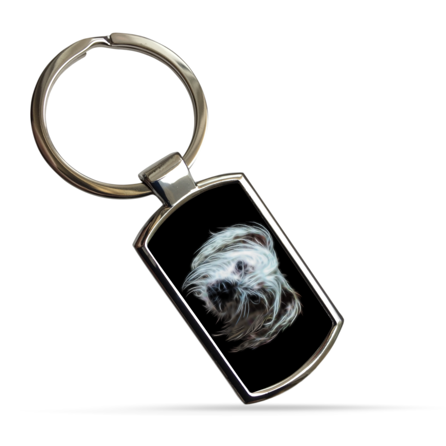 Chinese Crested Metal Rectangle Keyring