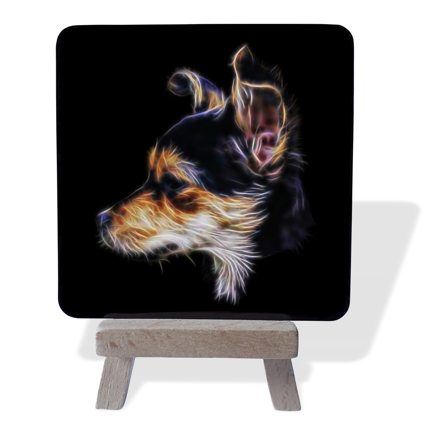 Chorkie #2 Metal Plaque and Mini Easel with Fractal Art Design