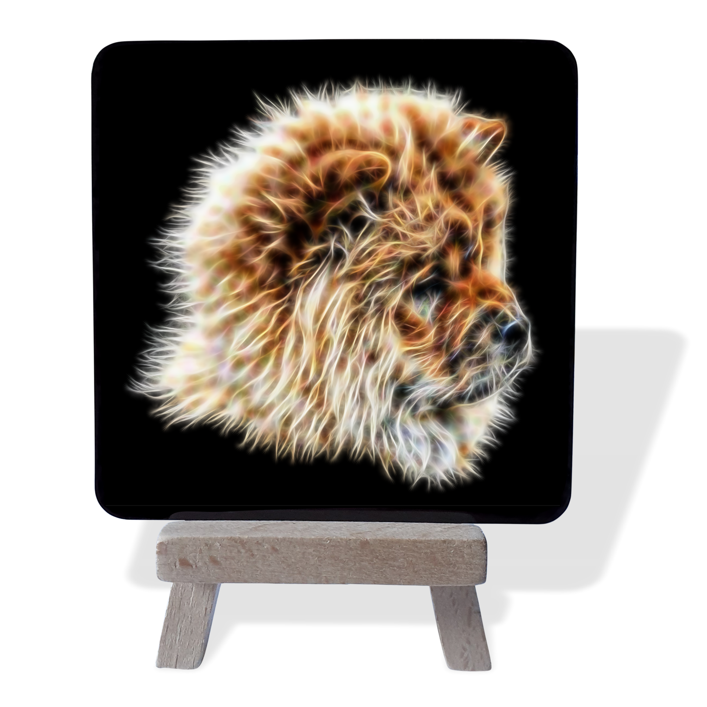 Chow Chow #1 Metal Plaque and Mini Easel with Fractal Art Design