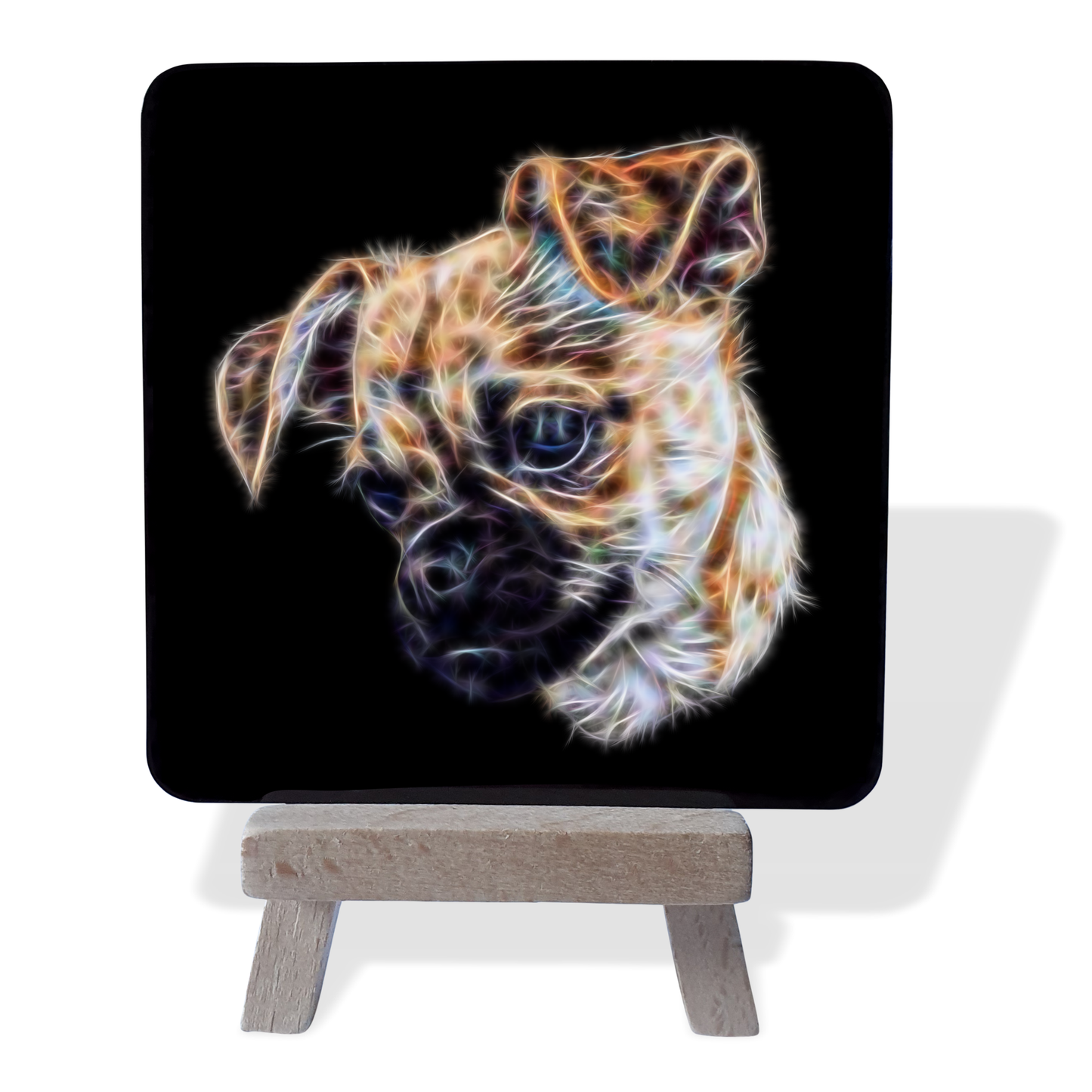 Chug #2 Metal Plaque and Mini Easel with Fractal Art Design
