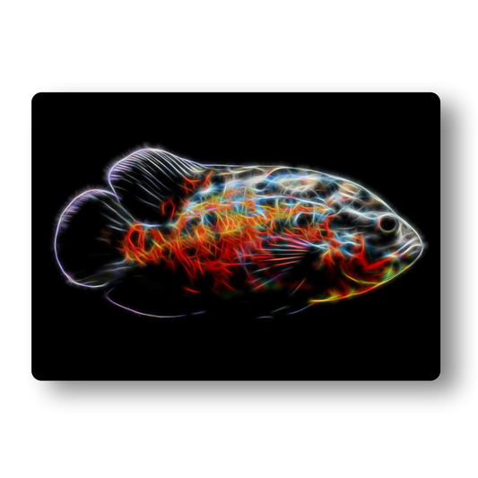 Cichlid (Red Tiger Oscar) Fractal Art Metal Wall Plaque