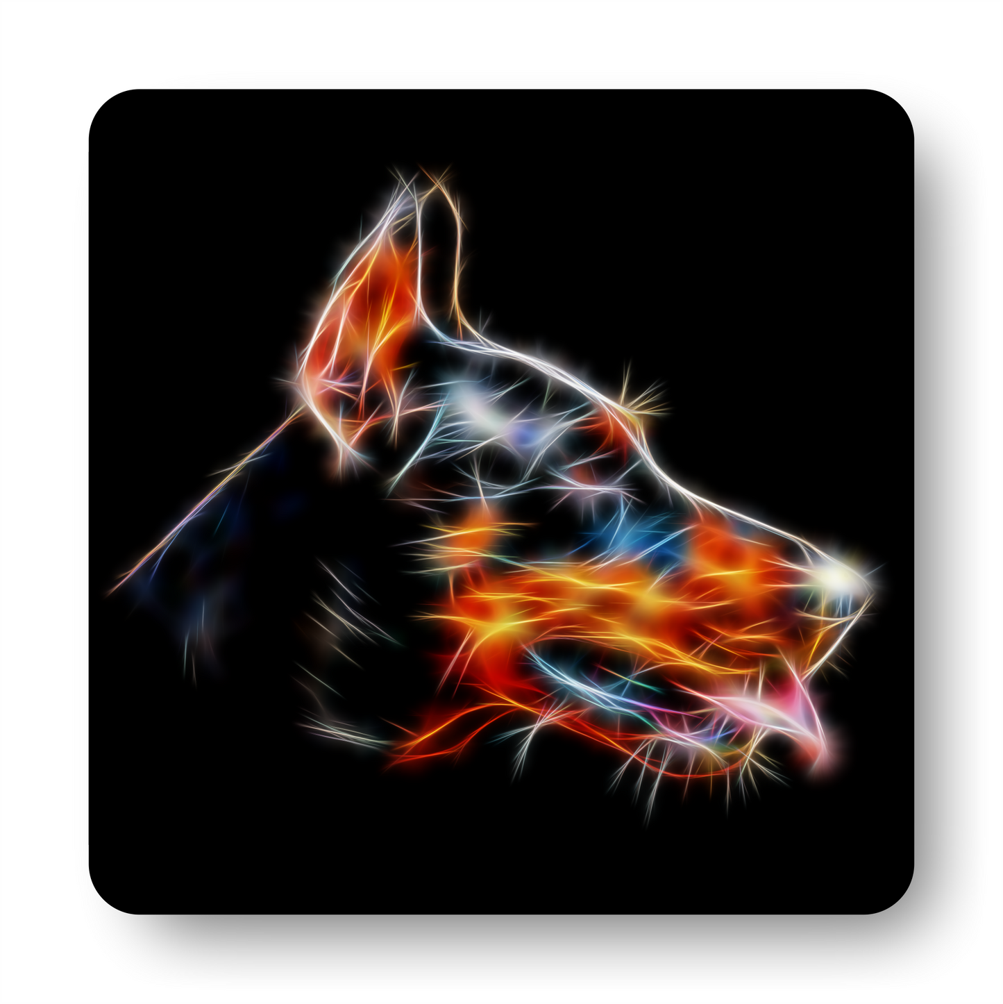 Doberman Coaster with Fractal Art Design