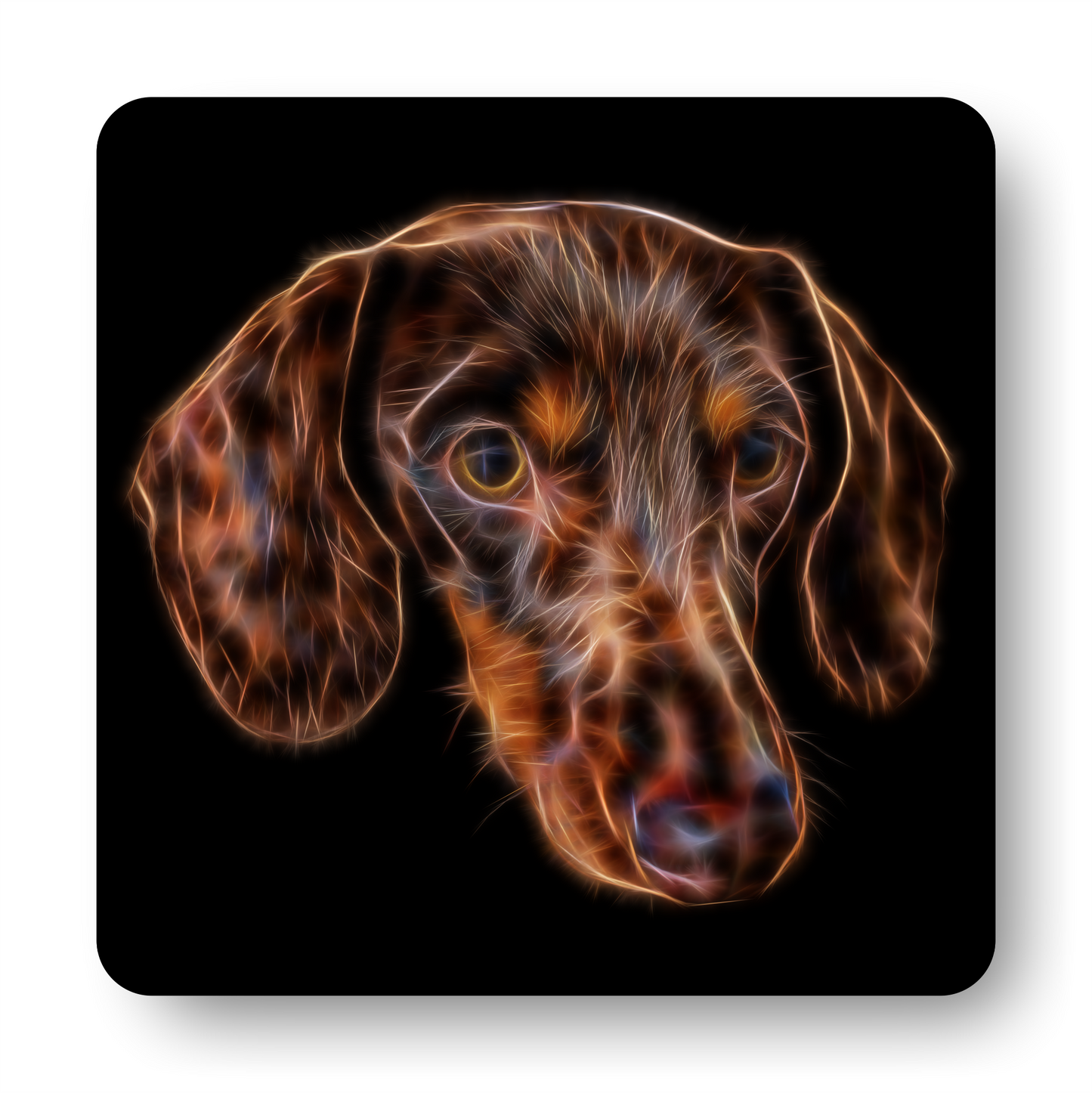 Chocolate Dachshund #3 Coaster Fractal Art Design