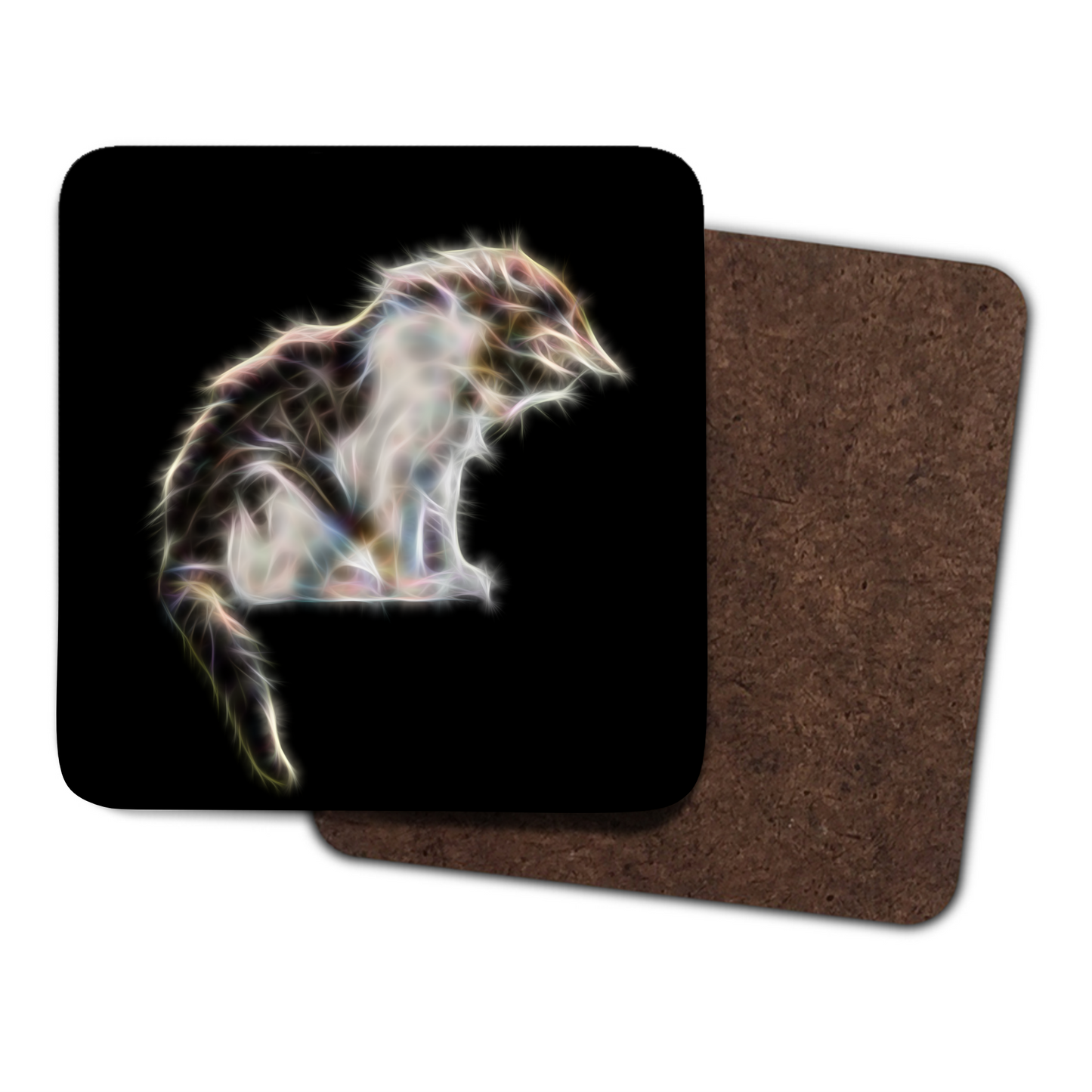 Cat Coaster with Fractal Art Design