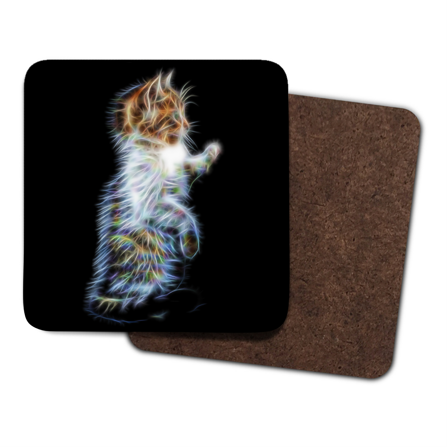 Cat Coaster with Fractal Art Design