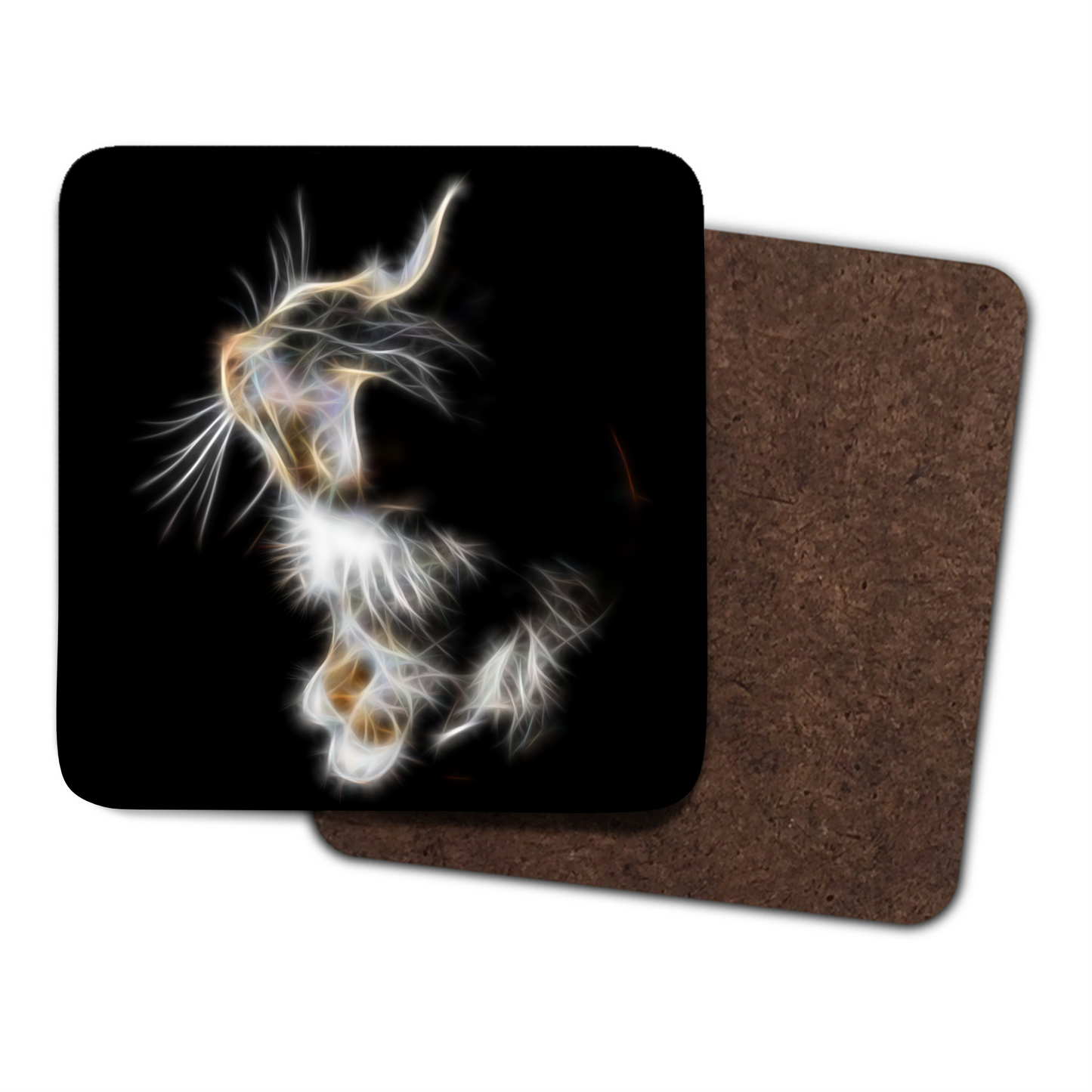 Cat Coaster with Fractal Art Design