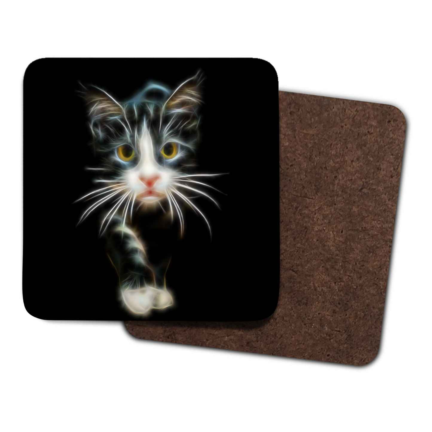 Cat Coaster with Fractal Art Design